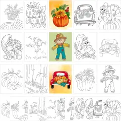 36PCS Fall Coloring Pages for Kids
