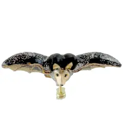 Old World Christmas 1.5 Inch Clip On Bat Halloween Tree Ornament , Halloween Decor Ornament Halloween Wings Flying Black