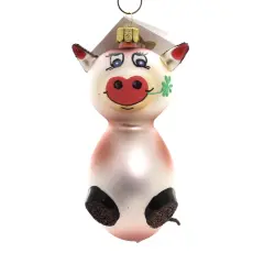 Golden Bell Collection 4.75 In Happy Cow Christmas Tree Ornament , Christmas Decor Ornament Farm Barnyard Multicolored