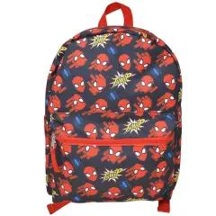 Spiderman Heads All Over Nylon Kids Backpack 16" School Bookbag for and Boys