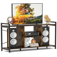 Costway 3-tier TV Stand for 55" TVs with 4 Open Shelves Heavy-duty Metal Frame for Bedroom