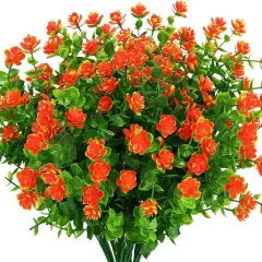 4pcs Artificial Flowers Outdoor Big Lotus Floral Greenery Shrubs Plants Orange