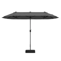 Polyester 13 Feet Double-Sided Patio Twin Table Umbrella with Crank Handle & UV Protection Grey