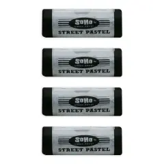 SoHo Urban Artist Professional Oil Pastels - Jumbo Street Pastel Pack of 4 Deep Black, 1" Diameter, 2.7" Length, Non-Toxic, Brilliant Pigments, Ideal for Pavement, Less Crumbling than Sidewalk Chalk