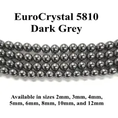 Dark Grey EuroCrystal 5810 Round Pearls - 2mm, 3mm, 4mm, 5mm, 6mm, 8mm, 10mm, and 12mm - Strands - Made in Austria
