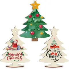 3Pack 7 inches-Wooden Christmas Ornaments to Paint Christmas Tree Decoration