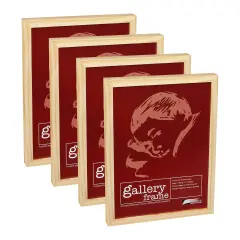 Ambiance Gallery Wood 1.5" Deep Picture Frames - 11x14" 4-Pack, Natural Wood Frames, Shatter-Resistant Acrylic Glazing & MDF Backing, Horizontal or Vertical Wall Display