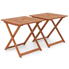 Costway 1/2 PCS 29.5" x 29.5" Patio Dining Table with Teak Painting 2" Umbrella Hole for Balcony