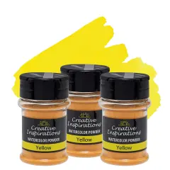 Creative Inspirations Powder Watercolor Paint 3 Pack - 38g Shaker Bottle, Yellow - Dye-Based Water-Soluble Crystalline Pigments - Non-Toxic, Perfect for Abstract and Spontaneous Effects