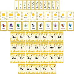57PCS Bee Theme Alphabet Colors Shapes Numbers Educational Cards