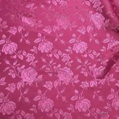 1 Yard Fuchsia Rose Floral Jacquard Satin 60/59&Prime; Width
