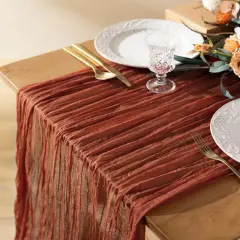 Cheesecloth Table Runner 10ft Gauze Boho Rustic Terracotta Cheese Cloth- 120 Inches Burnt Orange