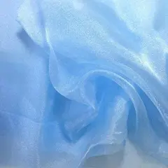 1 Yard Blue Sparkle Organza Fabric, 60" Wide Sheer Polyester