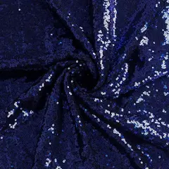 1 Yard Navy Glitter Embroidery Sequin Fabric 52" Width Polyester for DIY Sewing, Table Linen & Runner Projects