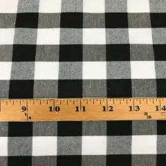 1 Yard Classic Black Gingham Checkered Poly Cotton Fabric 1 Inch 58/59 Inch Wide Non-Stretch Cloth for Apparel & Crafts