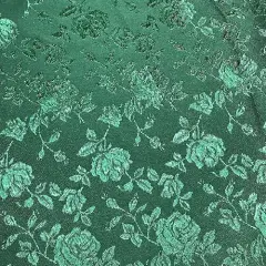 1 Yard Hunter Green Rose Floral Jacquard Satin 60/59&Prime; Width 100% polyester