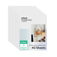 Cricut Printable Vinyl, Transparent, 8.5" x 11" (40)