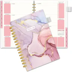 Planner 2025-2026-Weekly and Monthly - 5.5"x8.5" (Pink Marble)