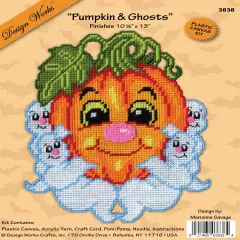 Design Works Plastic Canvas Wall Decor Kit-Pumpkin & Ghosts