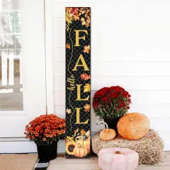 Farmhouse Autumn Wooden Welcome Sign Stand (Black)
