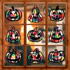 9Pcs Halloween Pumpkin Suncatcher Craft Kits