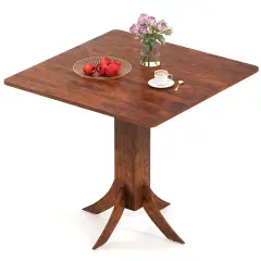 Costway Square Dining Table with Pedestal Base 33" Wooden Kitchen Table for 2-4 People