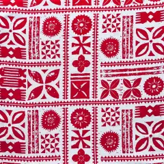 1 Yard Tapa 100% Cotton Light Barkcloth Fabric 45 Inches Width White & Red