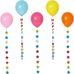 Birthday Balloons with Colorful Stars Hanging