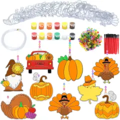 27 Sets Thanksgiving Craft Kits DIY Window Paint Art Suncatchers Craft Kits