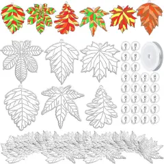 60 Sets Fall Leaf Suncatchers Autumn Ornaments Decorations