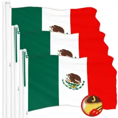 G128 3 Pack: Mexico Mexican Flag | 4x6 Ft | ToughWeave Series Embroidered 300D Polyester | Country Flag, Embroidered Design, Indoor/Outdoor, Brass Grommets