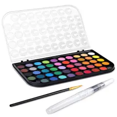 Watercolor Paint Set, with a Watercolor Paint, 48 Color, a Brush and a Refillable Water Brush Pen. The Best Gift for Beginners, Children and Art Lovers.