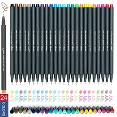 24 Colored Journaling , Fine Line Point Drawing Marker Pens for Writing Journaling Planner Coloring Book Sketching Taking Note Calendar Art Projects Office School Supplies (24 Colors)