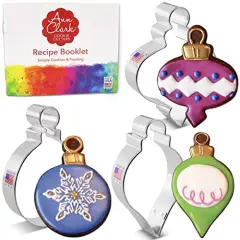 3 Pieces Christmas Ornaments Cookie Cutters Set Made in USA by Ann Clark, Teardrop Bauble, Finial, and Round Ornaments