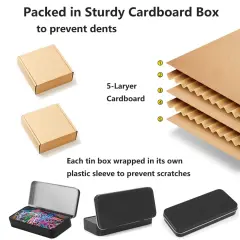 4 Pieces Metal Rectangular Hinged Tin Boxes with Lid, Black Metal Containers Portable Box Small Storage Kit Home Organizer,Model 128