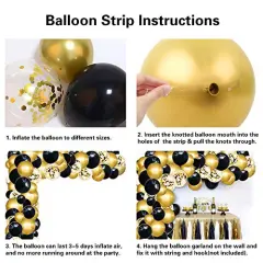 110 Pieces Black and Gold Balloons Garland Arch Kit，New Years Eve Party Balloons with Black Gold Confetti Balloons for Graduation Birthday Party Decorations