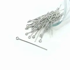 100 or 500 Pieces: 35 mm Antique Silver Plated Eye pins, 21g