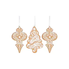4.5" White Icing Gingerbread Ornaments (Asst 3)