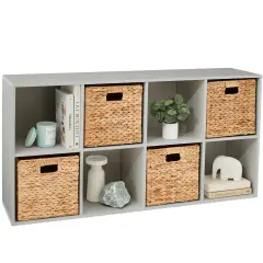 Best Choice Products 8-Cube Bookshelf, 11in Display Storage System, Organizer w/ Removable Back Panels Gray