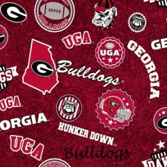 Licensed NCAA University of Georgia Bulldogs Home State GA-1208 Cotton Fabric by the Yard