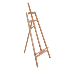 56" High Medium A-Frame Wood Easel, Lyre Style Studio Easel - Wooden Artists Floor Stand, Sturdy Beechwood, Adjustable Height To 43" Canvas - Painting, Drawing, Sign Display Holder