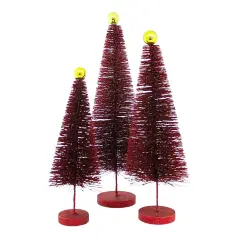 Cody Foster 18.0 Inch Red Glitter Trees 3 Pc Set Christmas Decorative Tree Set , Christmas Decor Christmas Village Decorate