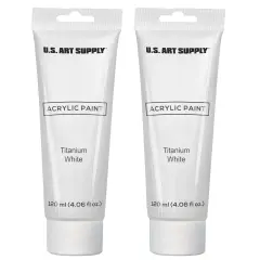 U.S. Art Supply Artists Acrylic Color Paint, Titanium White, 2 Extra-Large 120ml Tubes - Excellent Tinting Strength, Mixable, Portrait Painting Canvas