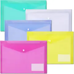 10 Pack Plastic File Folders with Label Pockets Envelopes