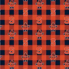 Licensed NCAA Syracuse University Buffalo Plaid Fleece SYR1190 Fabric by the Yard