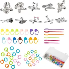 10Pcs Crochet Ring with 45 Crochet Stitch Markers and 6 pcs Sewing Needles
