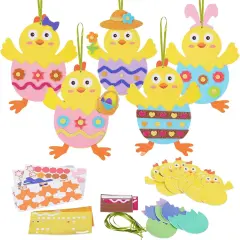 12 Pack Easter Craft for Kids - Make Your Own Easter Chick Foam Stickers Ornament DIY Arts and Crafts for Preschool Art Project Decoration