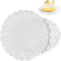 120PCS White Lace Paper Doilies, White Round Paper Placemats 11.5" Lace Food Doilies for Cake Fried Food Party Wedding Tableware Decoration