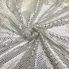 1 Yard White Silver Sparkle Mesh with Mini Sequins Polyester Fabri 42&Prime; Wide