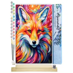 Figured'Art Paint by Number for Adults Colorful Abstract Fox 16"x20" - Craft Art Painting Rolled Canvas with DIY Wooden Frame